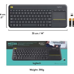 Logitech K400 Plus Wireless Keyboard for PC/TV & Laptop w/ Touch Pad & Receiver